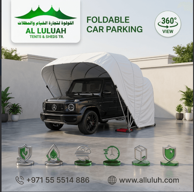 احمِ سيارتك بموقف قابل للطي ضد الشمس والغبار مع تركيب سريع داخل الإمارات.